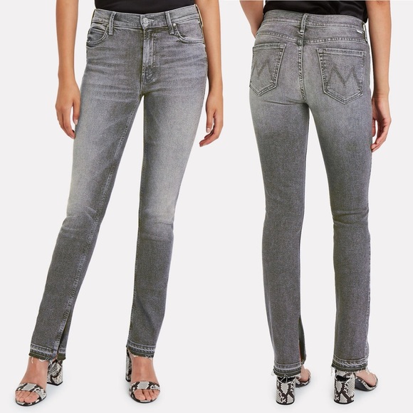 MOTHER The Rascal Slit Undone Hem in Tag You're It Size 24 Grey Slim Bootcut - Picture 8 of 17
